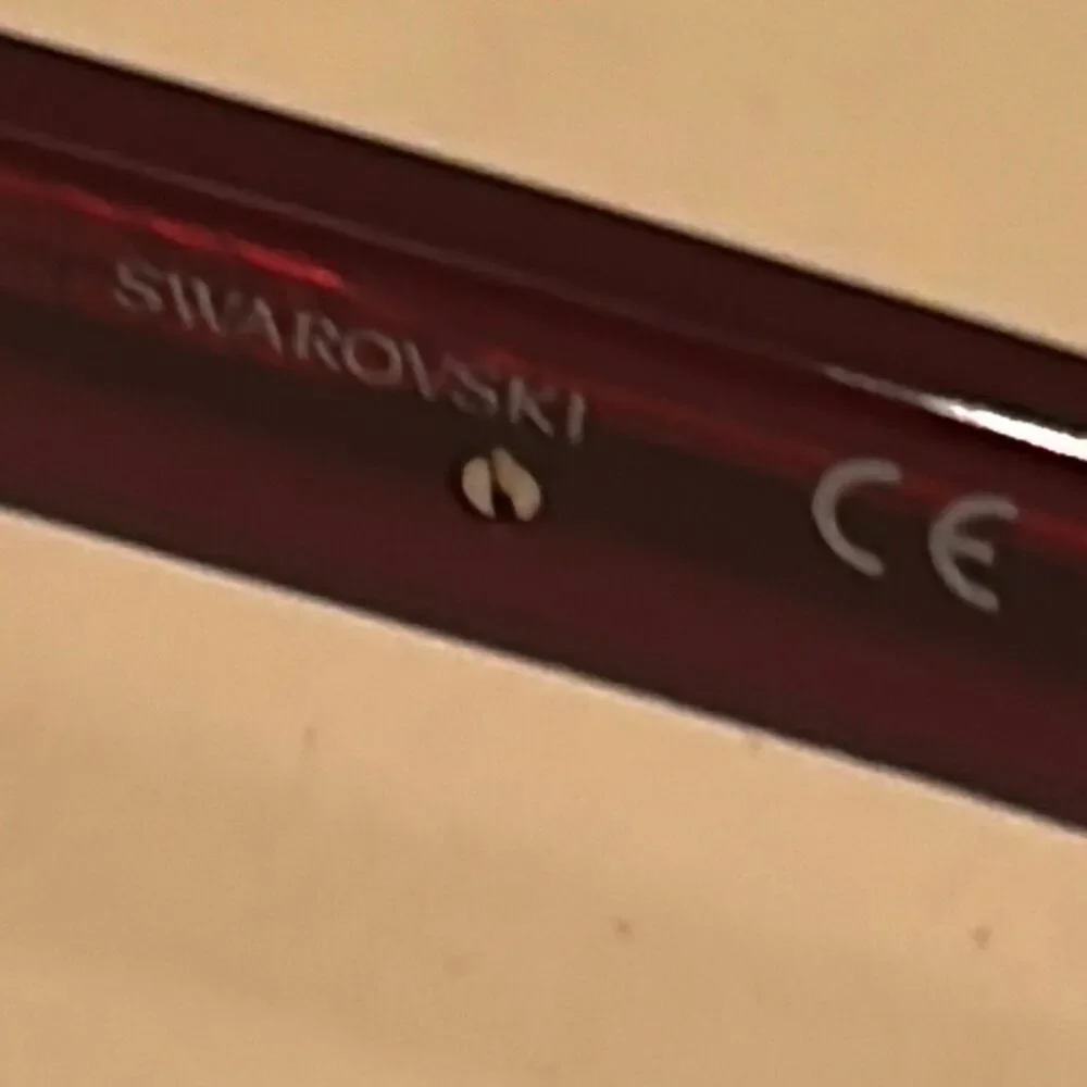 Swarovski Crystal Side Eyeglasses Burgundy Red Statement Twee Teacher Secretary